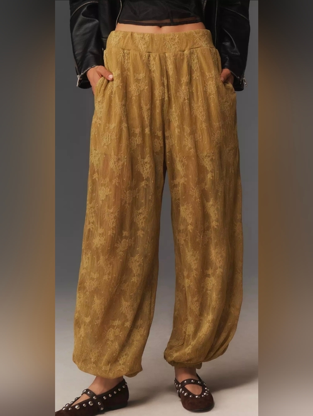 Anthropologie Sheer Lace Pull-On Balloon Pants